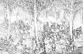 V�rosligeti karcolatok. A fasorban, 1867, a Borsszem Jank� karikat�r�ja