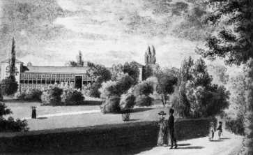 Az Orczy-kert, 1827, illusztr�ci� Tomala Ferdin�nd v�rosle�r�s�b�l