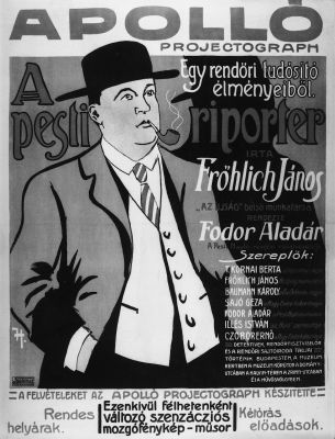 Egy rend�ri tud�s�t� �lm�nyeib�l. El�ad�s az Apoll� projectographban, 1913, Plak�t, Budapesti T�rt�neti M�zeum Kiscelli M�zeum