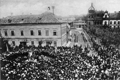 A veszpr�mi Erzs�bet-szobor leleplez�se, 1901. november 19., k�peslap, Orsz�gos Sz�ch�nyi K�nyvt�r Apr�nyomtatv�nyt�r