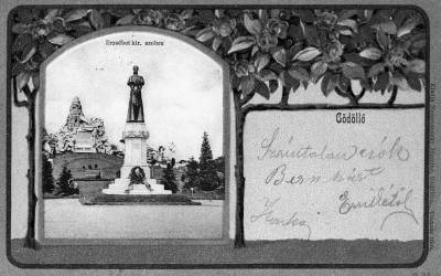 A g�d�ll�i Erzs�bet kir�lyn�-szobor, 1900-as �vek, k�peslap, Orsz�gos Sz�ch�nyi K�nyvt�r Apr�nyomtatv�nyt�r