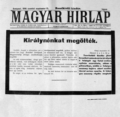 A Magyar Hirlap rendk�v�li gy�szkiad�sa, 1898. szeptember 10.