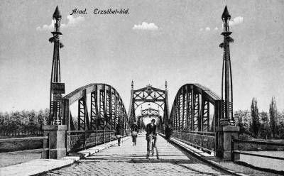 Az aradi Erzs�bet-h�d, 1910-es �vek, k�peslap, mag�ntulajdon
