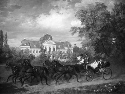 Barabás Miklós: Gödöllő és az ötfogatú equipage. 1859. Magántulajdon, Kerényi Zoltán felvétele