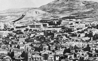 Ath�n 1860-ban, az Ath�ni akad�mia �p�tkez�s�nek idej�n