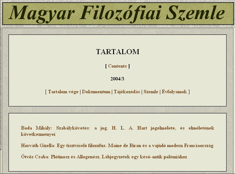 Magyar Filoz�fiai Szemle 2005.11.04.