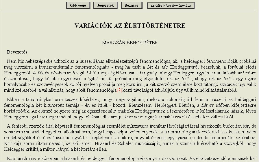 Magyar Filoz�fiai Szemle 2005.11.04.