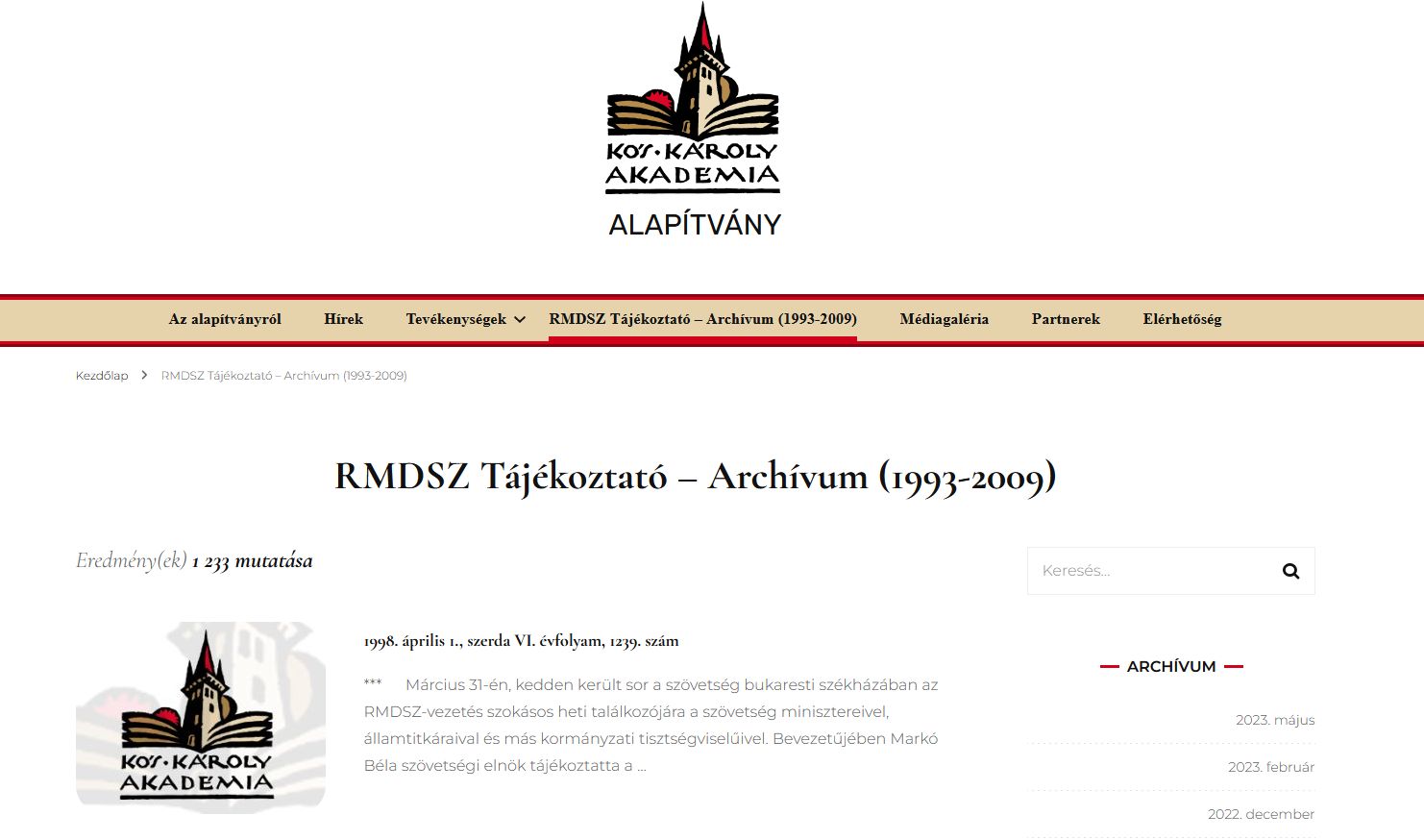 RMDSZ t�j�koztat� 2023.10.02.