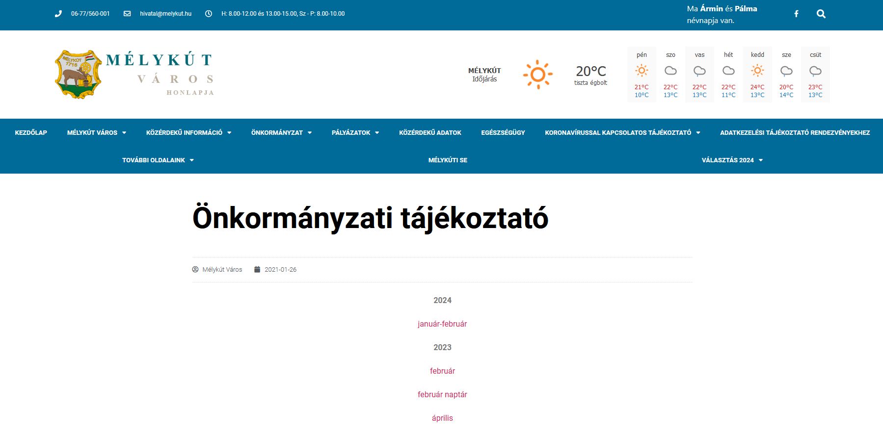 �nkorm�nyzati t�j�koztat� 2024.05.10.