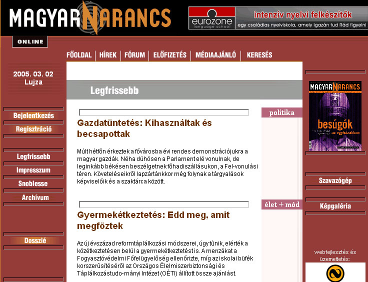Magyar Narancs Online 2005.03.02.