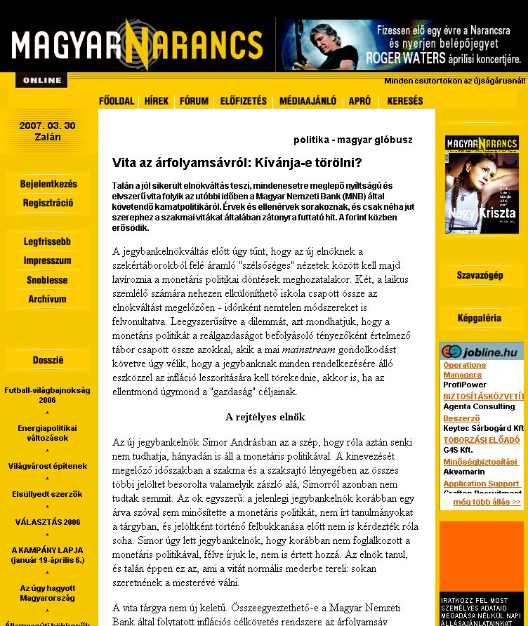 Magyar Narancs Online 2007.03.30.