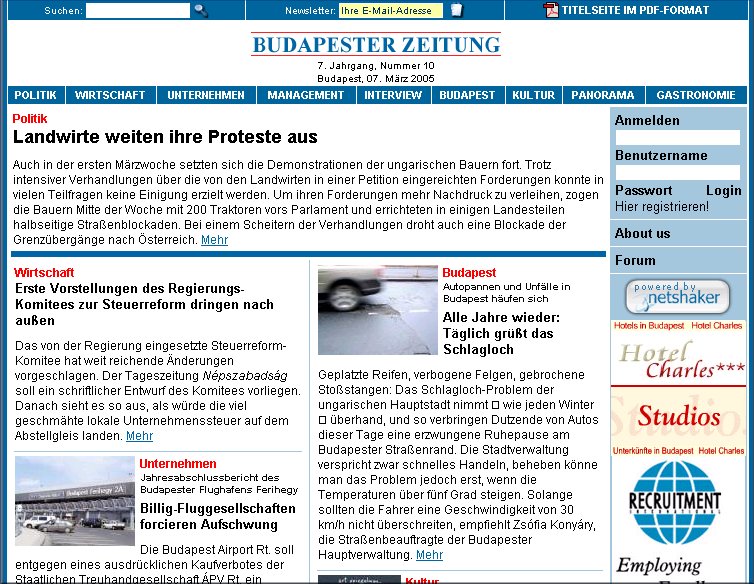 Budapester Zeitung 2005.03.18.