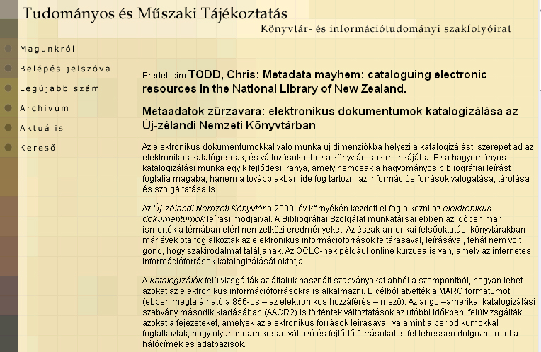 Tudom�nyos �s M�szaki  T�j�koztat�s 2005.03.21.