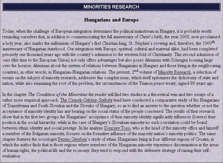 Minorities Research 2005.04.11.