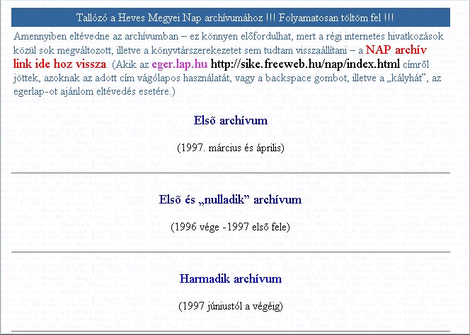 Tall�z� a Heves Megyei Nap arch�vum�hoz 2005.04.20.
