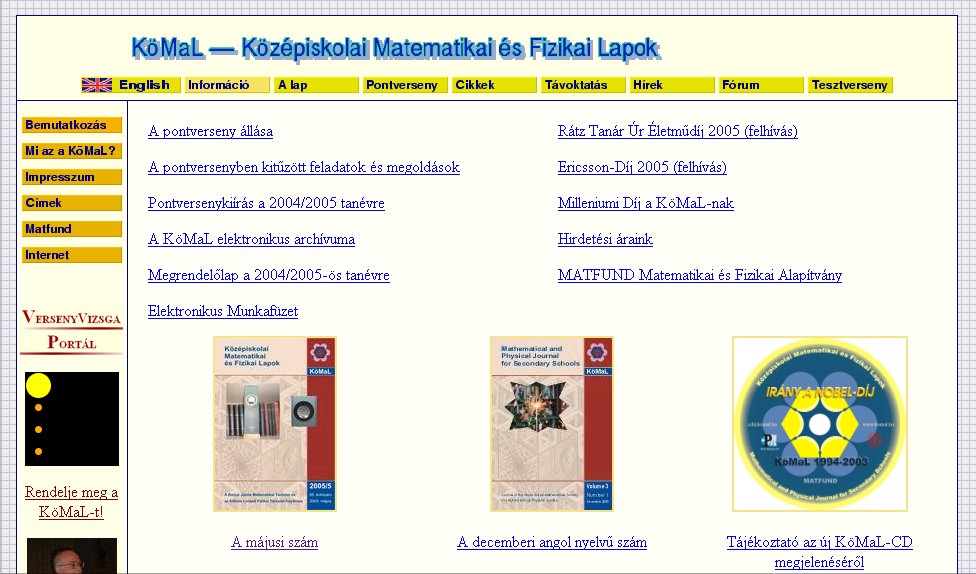 K�z�piskolai Matematikai �s Fizikai Lapok 2005.05.26.