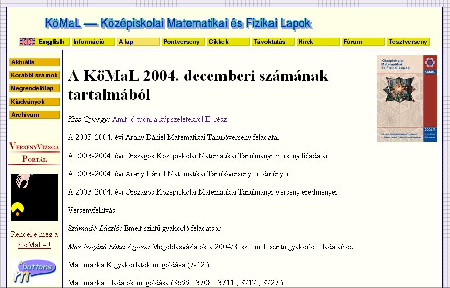 K�z�piskolai Matematikai �s Fizikai Lapok 2005.05.26.