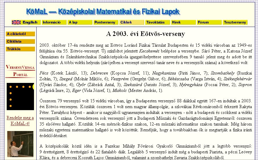 K�z�piskolai Matematikai �s Fizikai Lapok 2005.05.26.