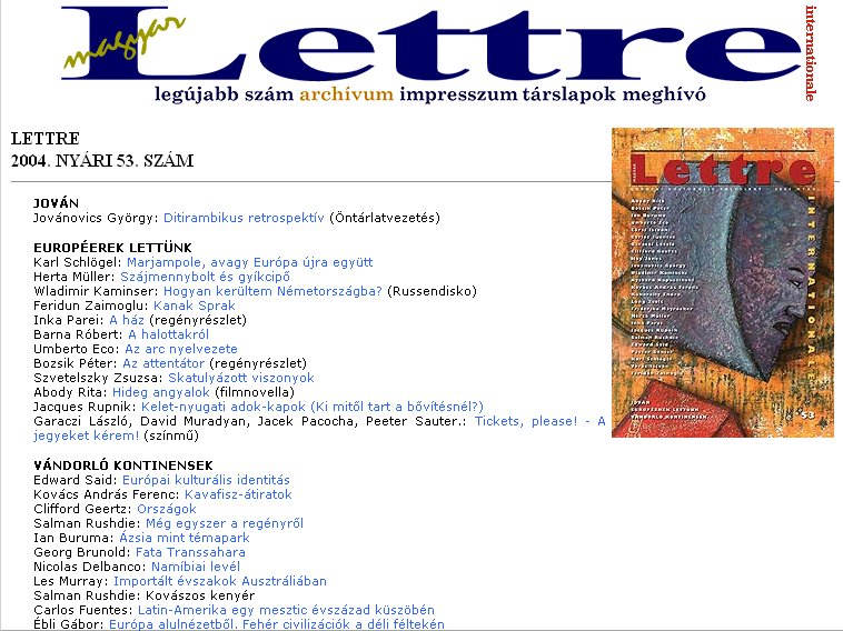 Magyar Lettre Internationale 2005.06.01.