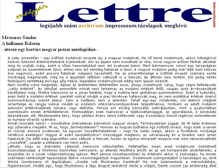 Magyar Lettre Internationale 2005.06.01.