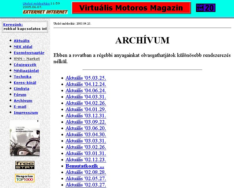 Virtu�lis Motoros Magazin