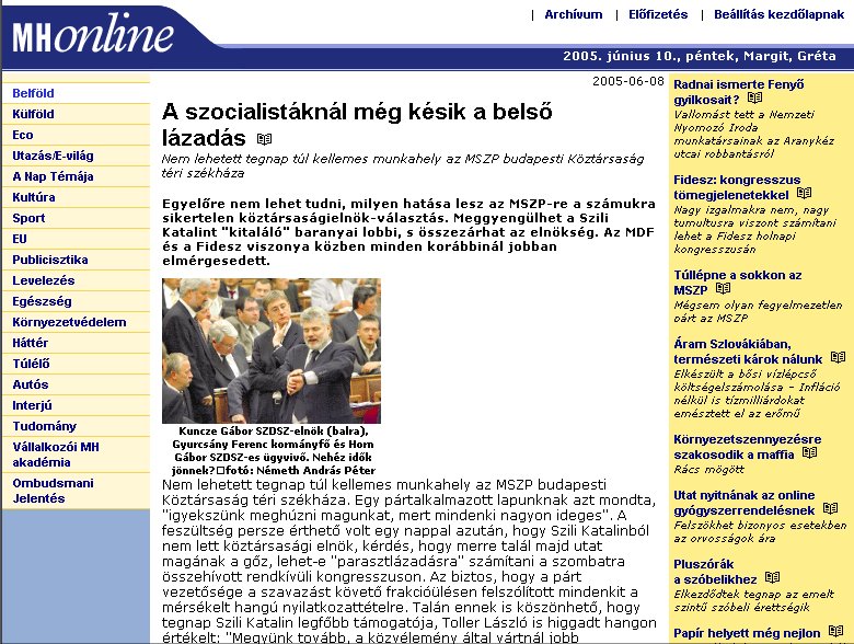 Magyar H�rlap Online 2005.06.10.