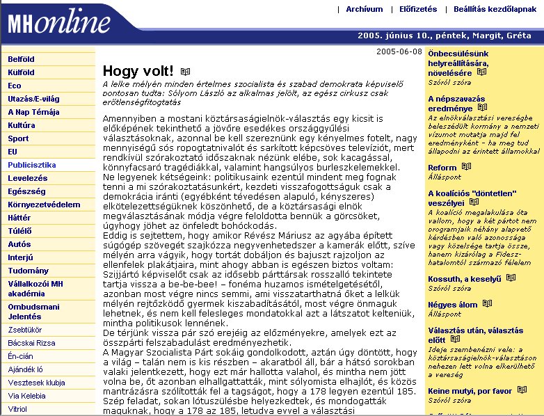 Magyar H�rlap Online 2005.06.10.
