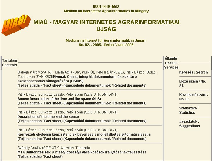 Magyar Internetes Agr�rinformatikai �js�g 2005.06.14.