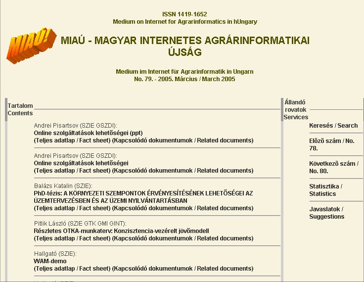 Magyar Internetes Agr�rinformatikai �js�g 2005.06.14.