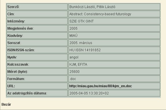 Magyar Internetes Agr�rinformatikai �js�g 2005.06.14.