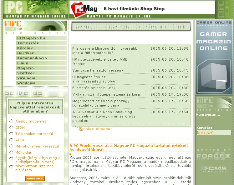 Magyar PC Magazin Online 2005.06.20.