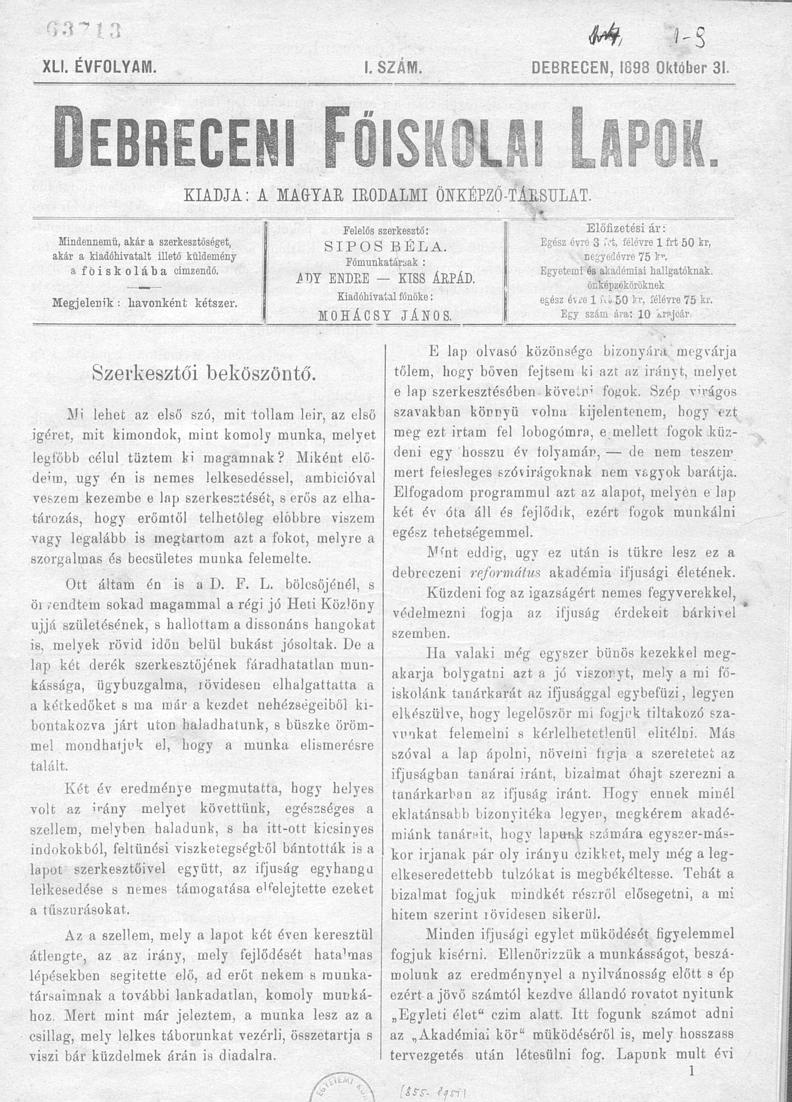 Debreceni F�iskolai Lapok 2005.09.08.