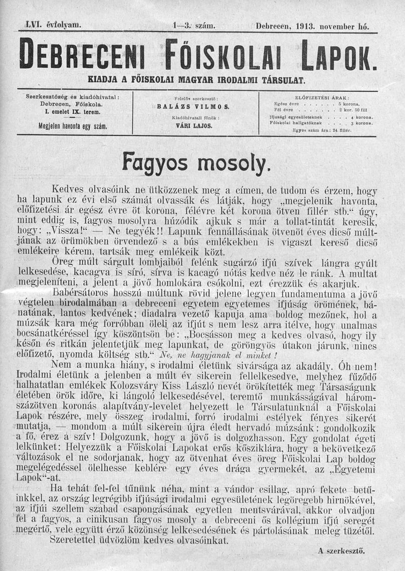 Debreceni F�iskolai Lapok 2005.09.08.