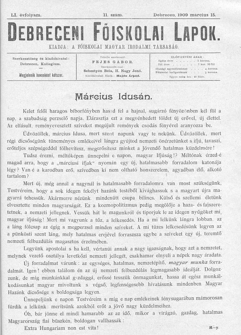 Debreceni F�iskolai Lapok 2005.09.08.
