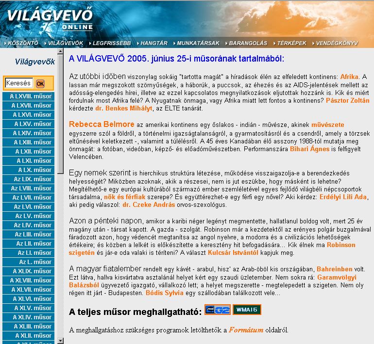 Vil�gvev� Online, 2005-09-27