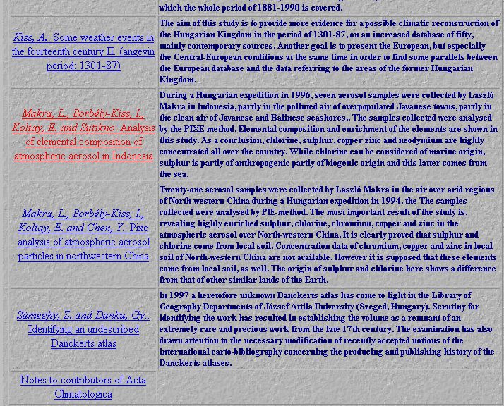 Acta Climatologica, 2005-09-30