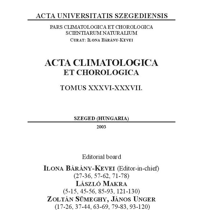 Acta Climatologica, 2005-09-30