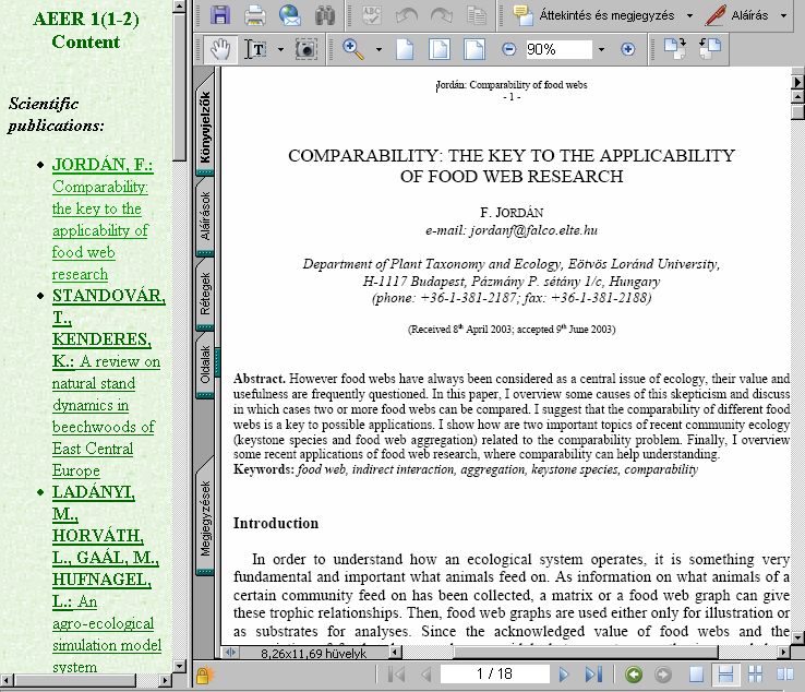 Applied Ecology and Environmental Research, 2005-10-03