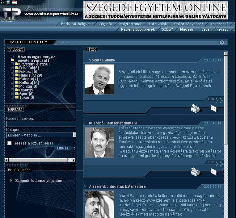 Szegedi Egyetem Online, 2005-10-17