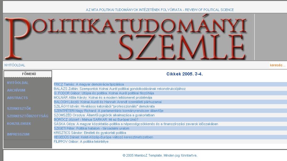 Politikatudom�nyi Szemle, 2005-12-01