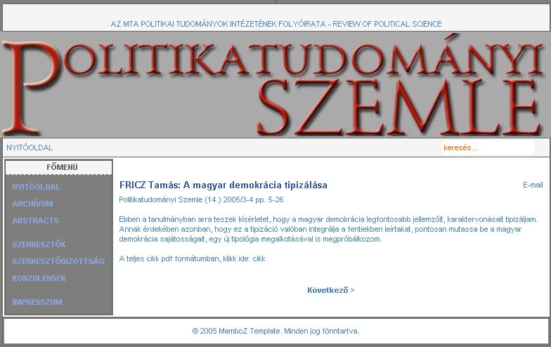 Politikatudom�nyi Szemle, 2005-12-01