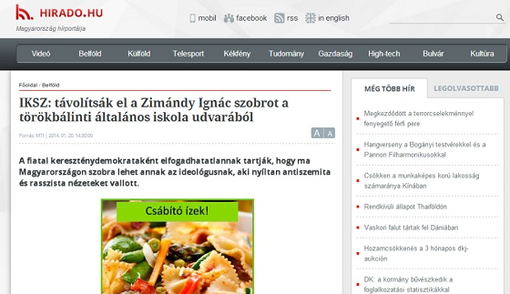 "A fiatal kereszténydemokrataként elfogadhatatlannak tartják, hogy ma Magyarországon szobra lehet annak az ideológusnak, aki nyíltan antiszemita és rasszista nézeteket vallott."