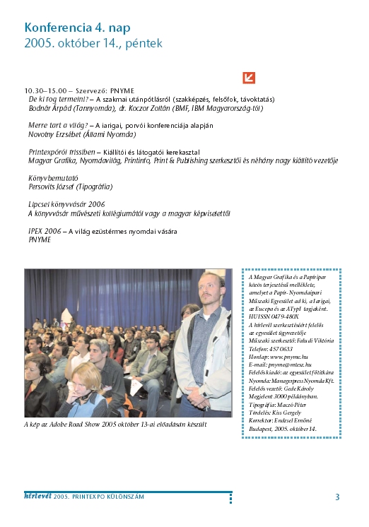 Pap�r- �s Nyomdaipari M�szaki Egyes�let H�rlev�l, 2006-01-20