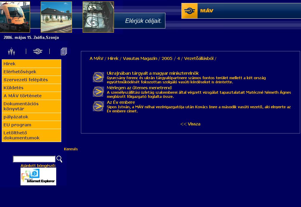 Vasutas Magazin, 2006-05-15