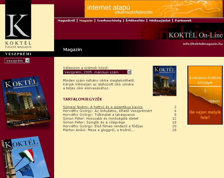 Kokt�l �zleti magazin, Veszpr�mi, 2006-06-12