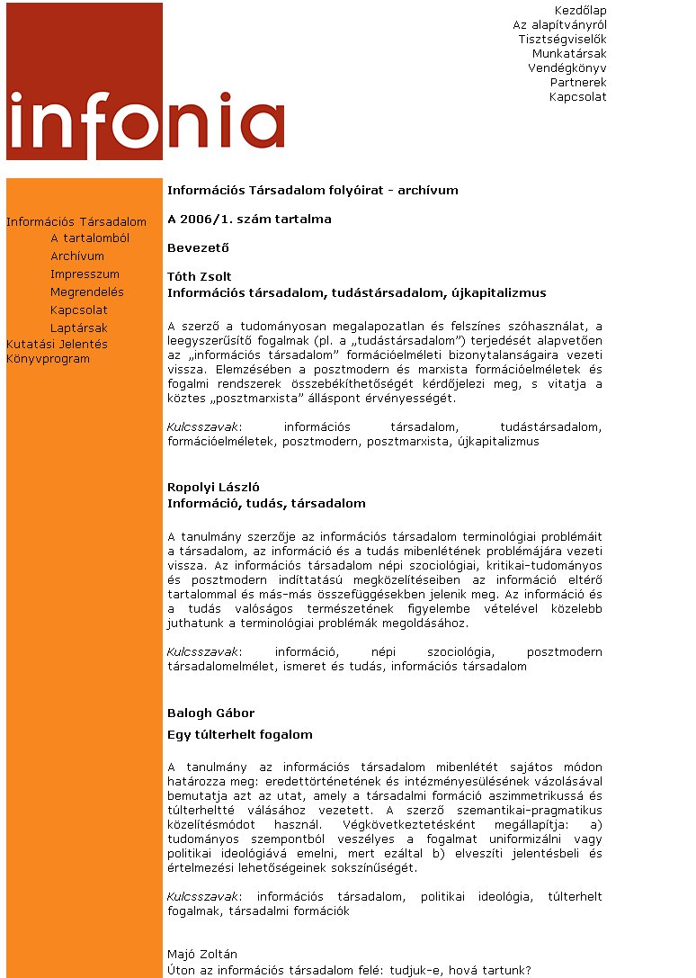 Inform�ci�s T�rsadalom 2006.11.28.