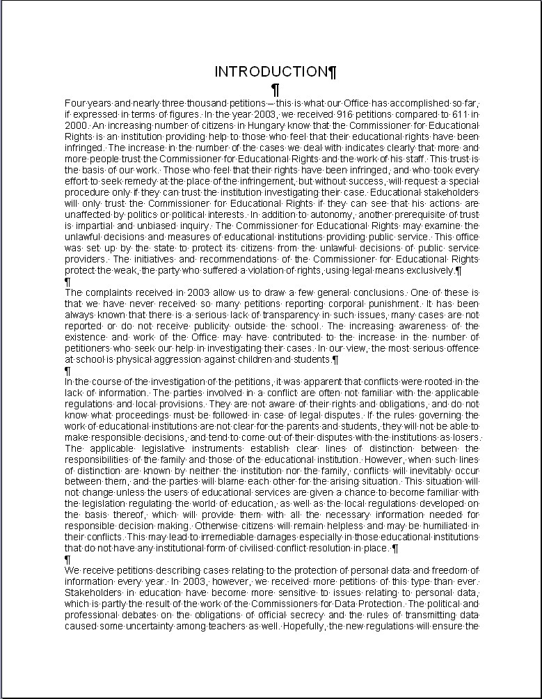 Annual Report of the Commissioner for Educational Rights on Activities in the Year... 2007.03.09.