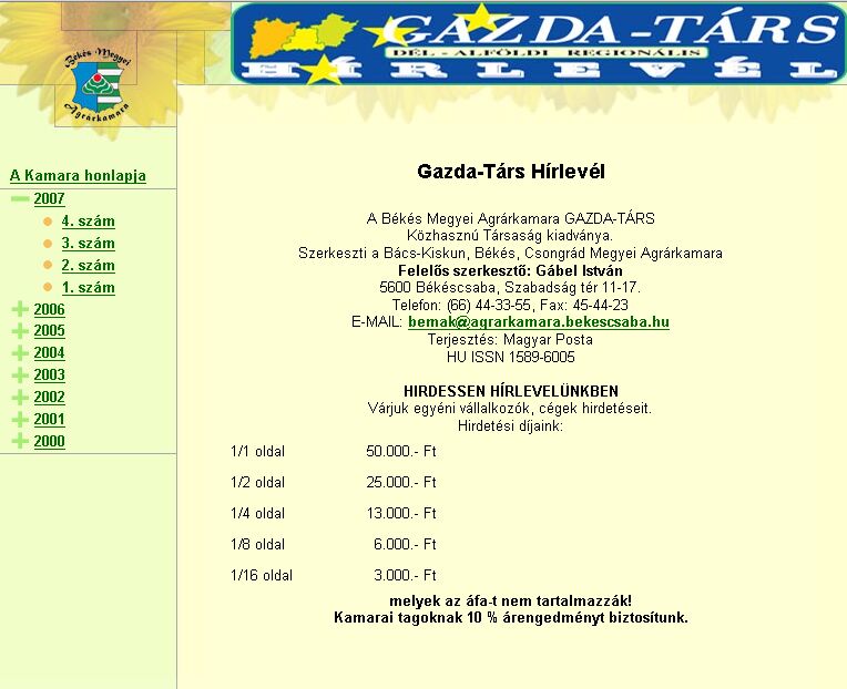 Gazda-T�rs d�l-alf�ldi region�lis h�rlev�l 2007.04.26.