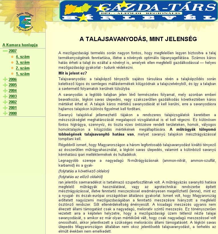 Gazda-T�rs d�l-alf�ldi region�lis h�rlev�l 2007.04.26.