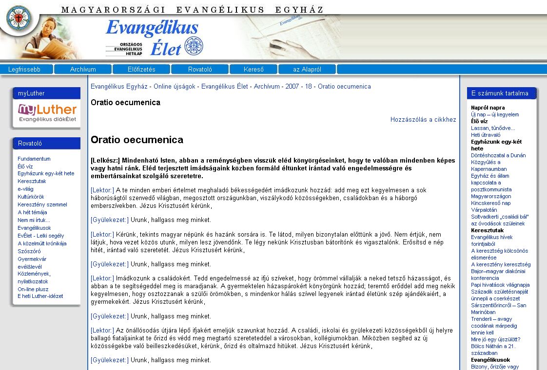 Evang�likus �let 2007.05.09.